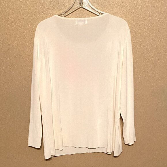 BETHANY Knit White Blouse Red White & Blue Sequin Butterfly Women's Size (L) - Picture 2 of 9